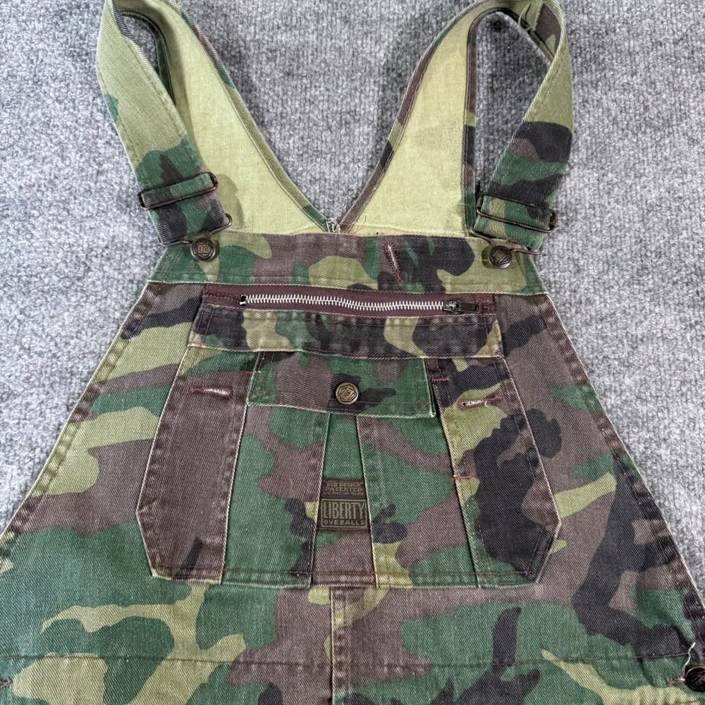 Vintage LIBERTY CAMO OVERALLS HUNTING BIBS DOUBLE KNEE UNLINED USA Mens 38x32